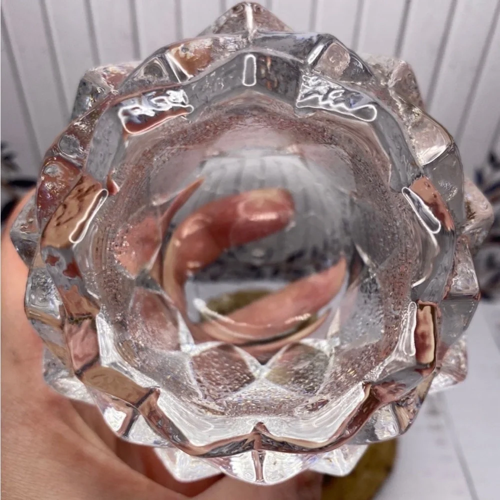 ORREFORS Sweden Crystal Nimbus Firefly Artichoke Tea Light Votive Candleholder